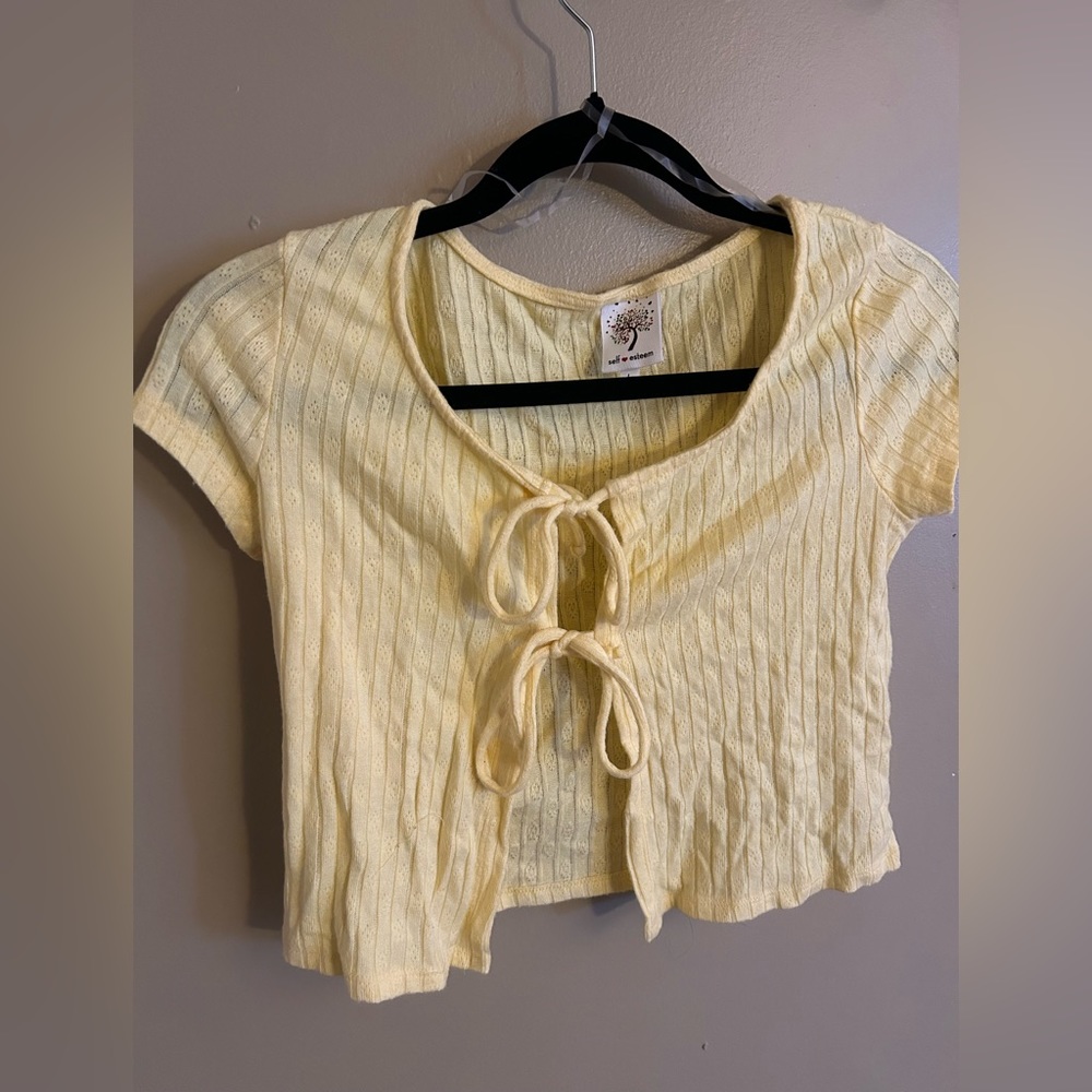 Yellow Crop Top with double Tie.